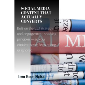 Social Media Content That Actually Converts e-book cover by Iron Rose Digital
